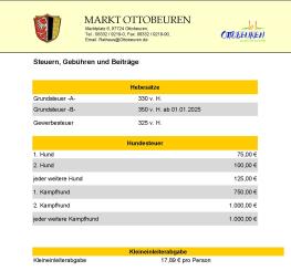 Steuer-, Gebühren- und Beitragstabelle